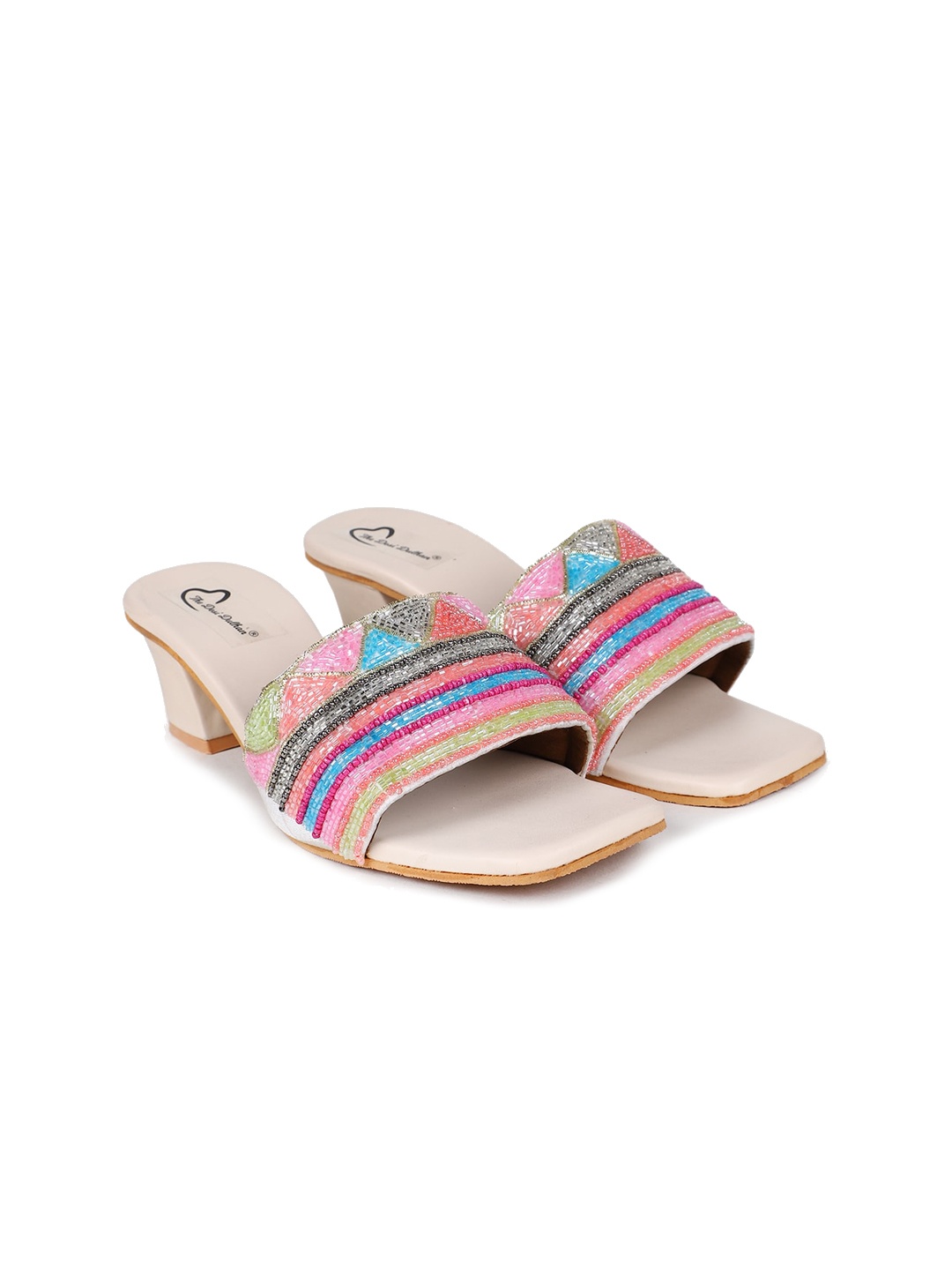 

The Desi Dulhan Embellished Ethnic Block Heels, Pink