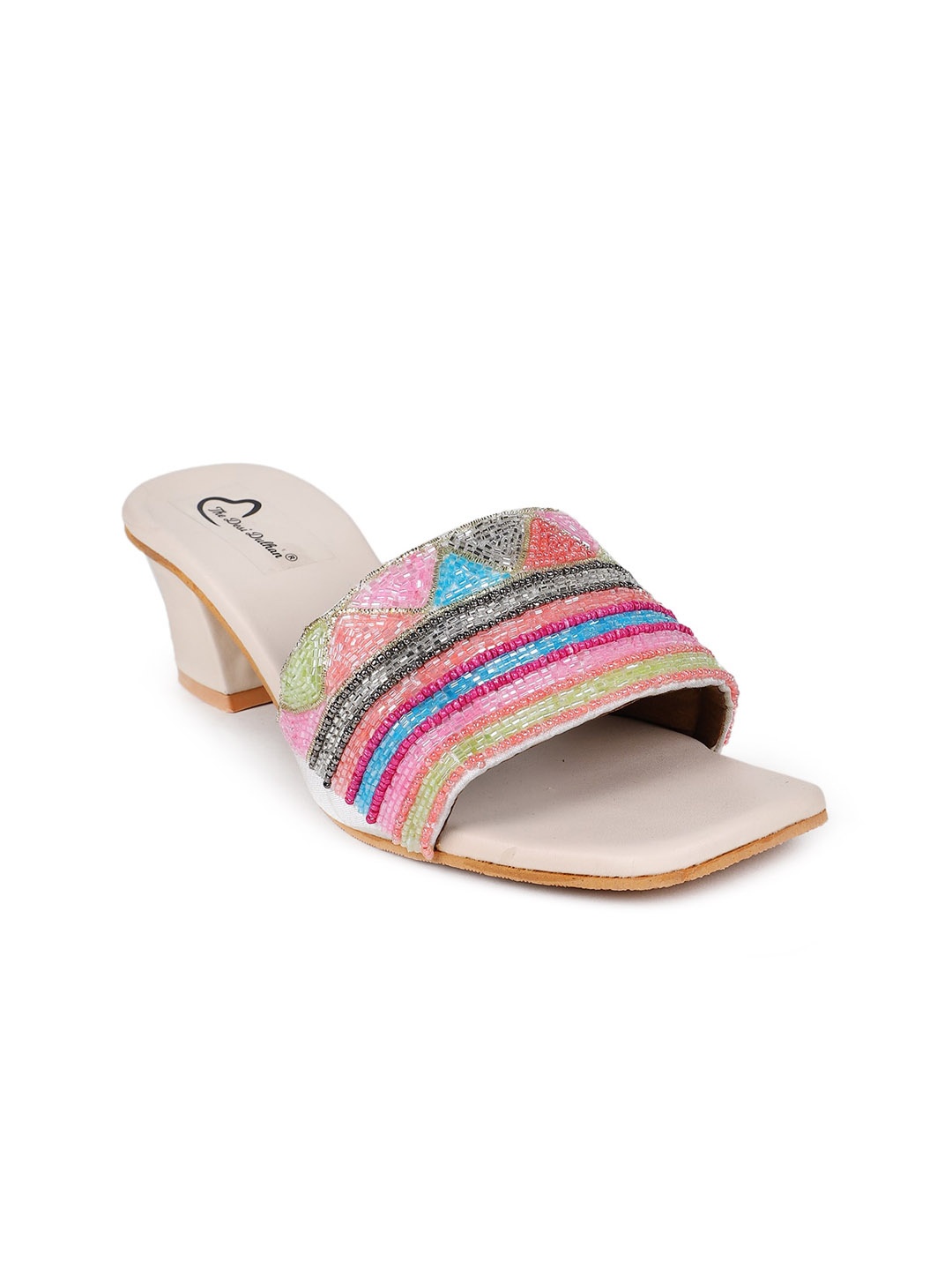 

The Desi Dulhan Embellished Ethnic Block Sandals, Pink