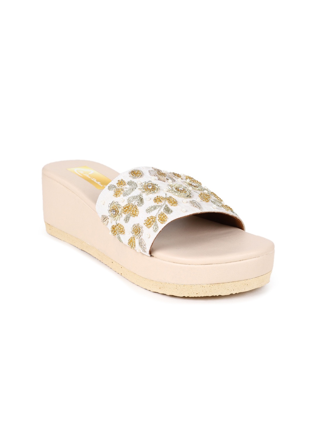 

The Desi Dulhan Embellished Ethnic Wedge Heels, White