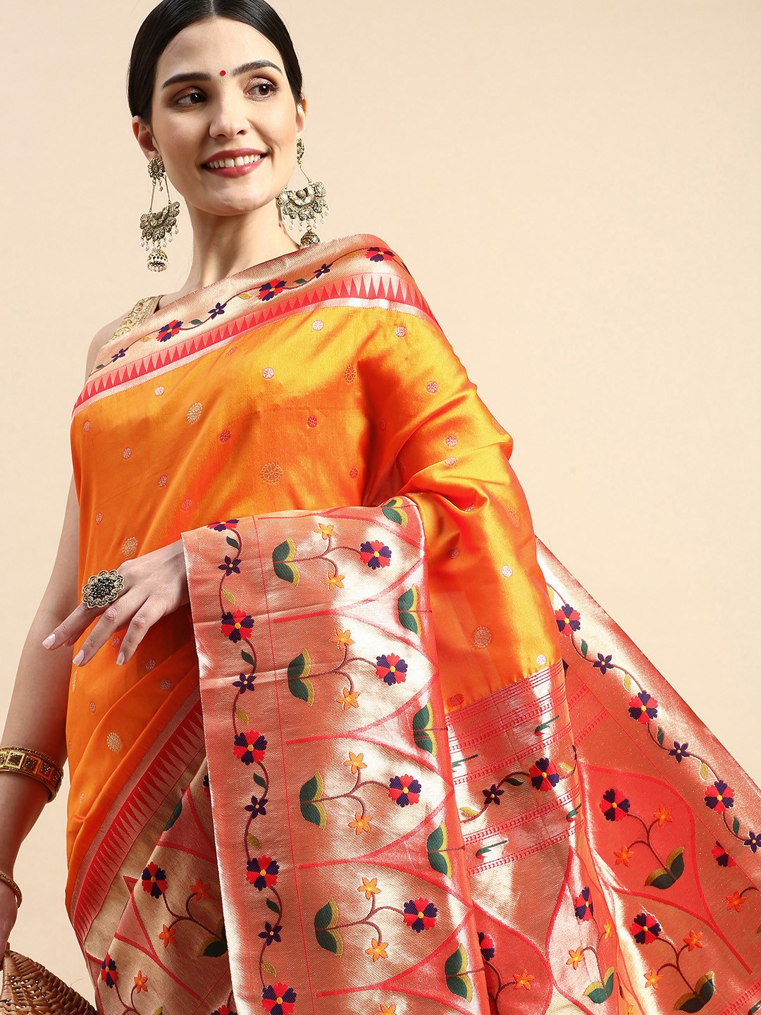 

VASTRANAND Ethnic Motifs Zari Banarasi Saree, Yellow