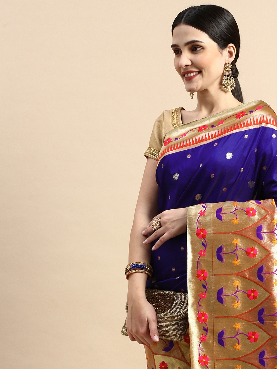 

VASTRANAND Ethnic Motifs Zari Banarasi Saree, Blue