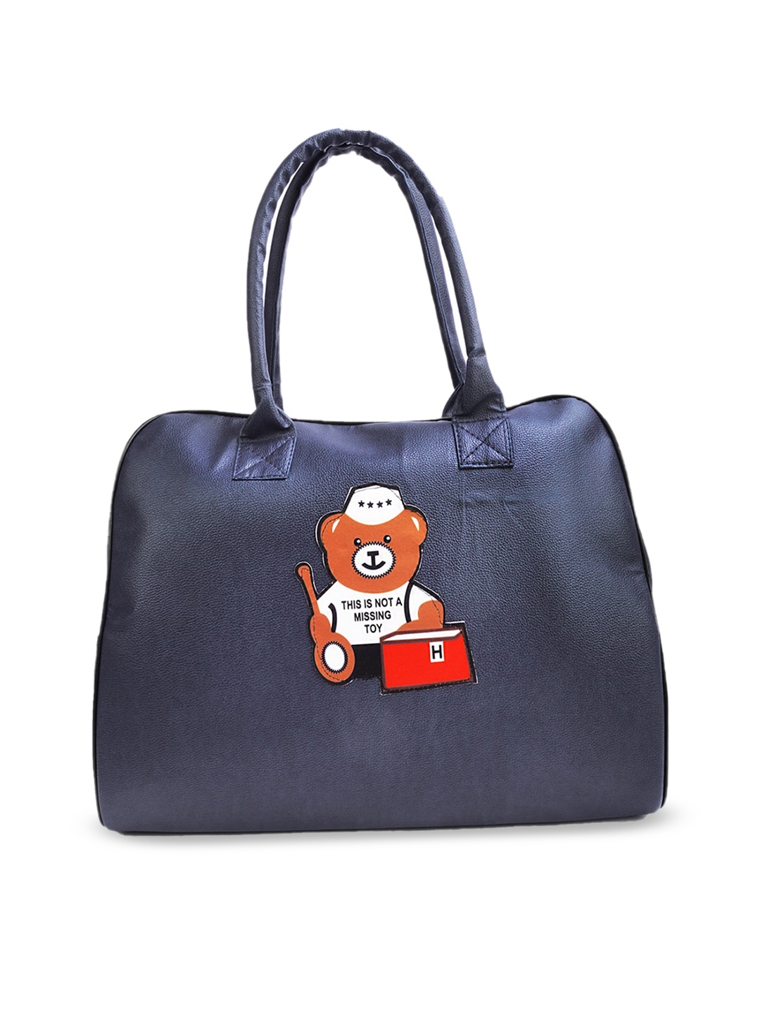 

Adbeni Structured Handheld Bag With Applique, Navy blue