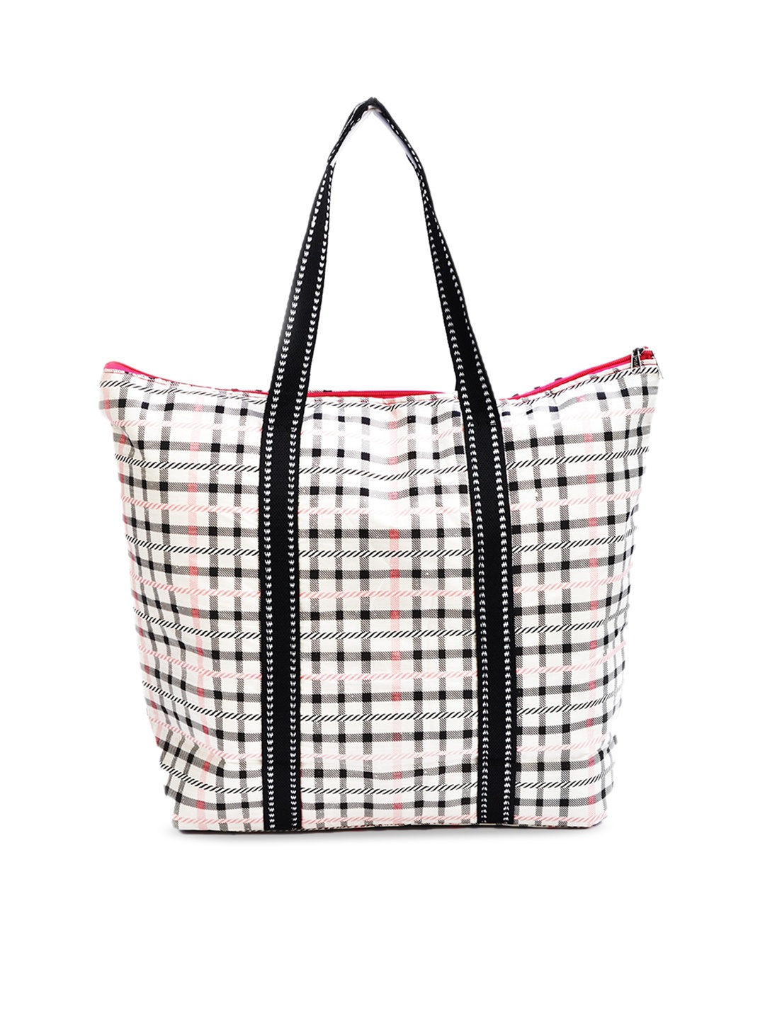 

Adbeni Checked Oversized Shopper Handheld Bag, White