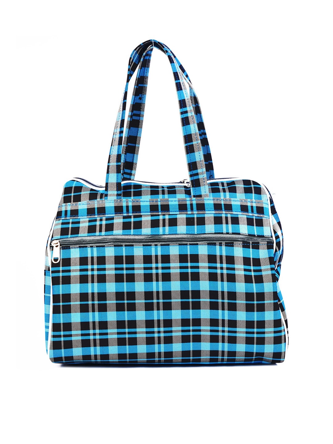 

Adbeni Checked Oversized Structured Handheld Bag, Blue