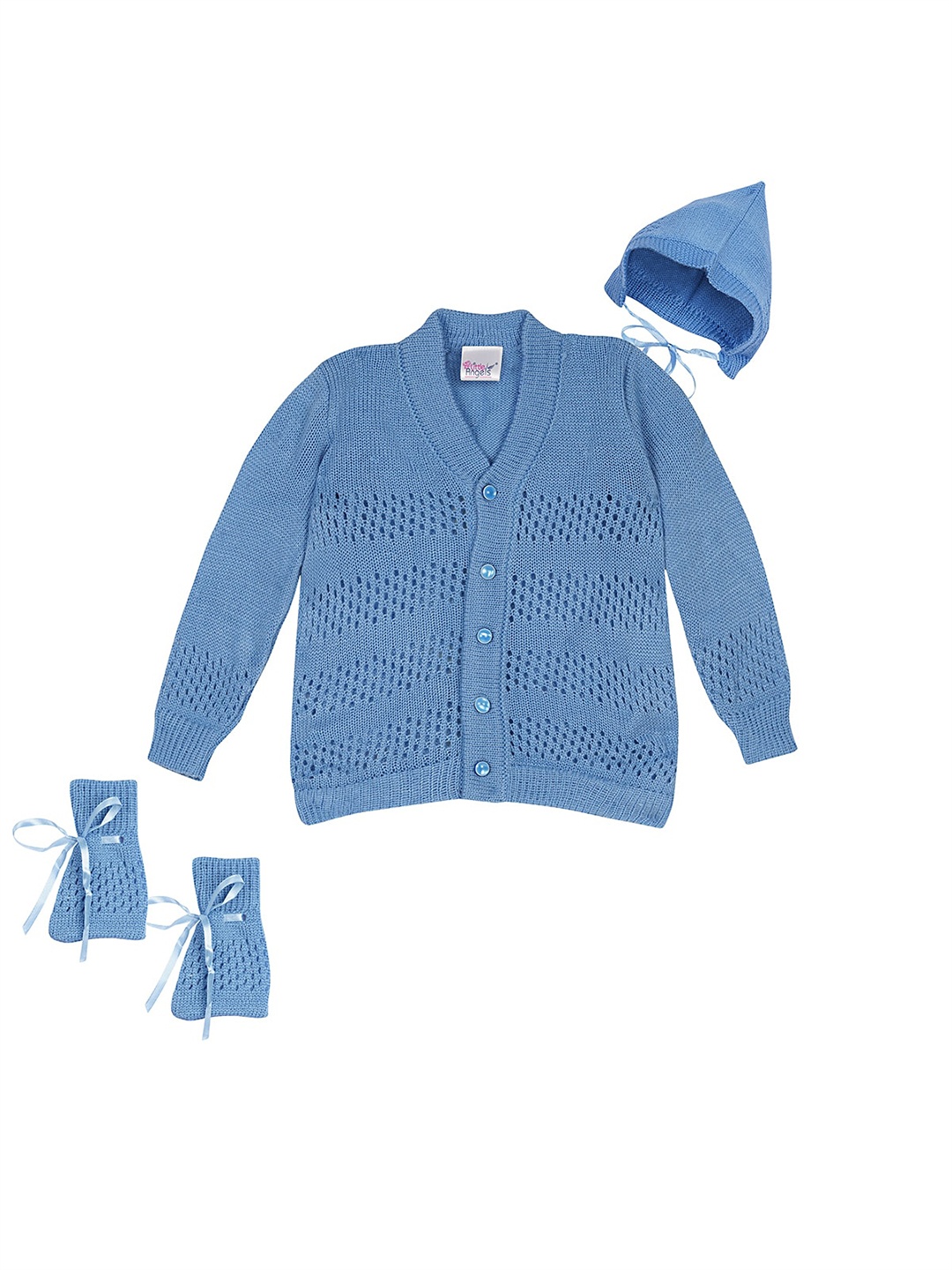 

Little Angels Unisex Kids Open Knit Acrylic Cardigan, Blue
