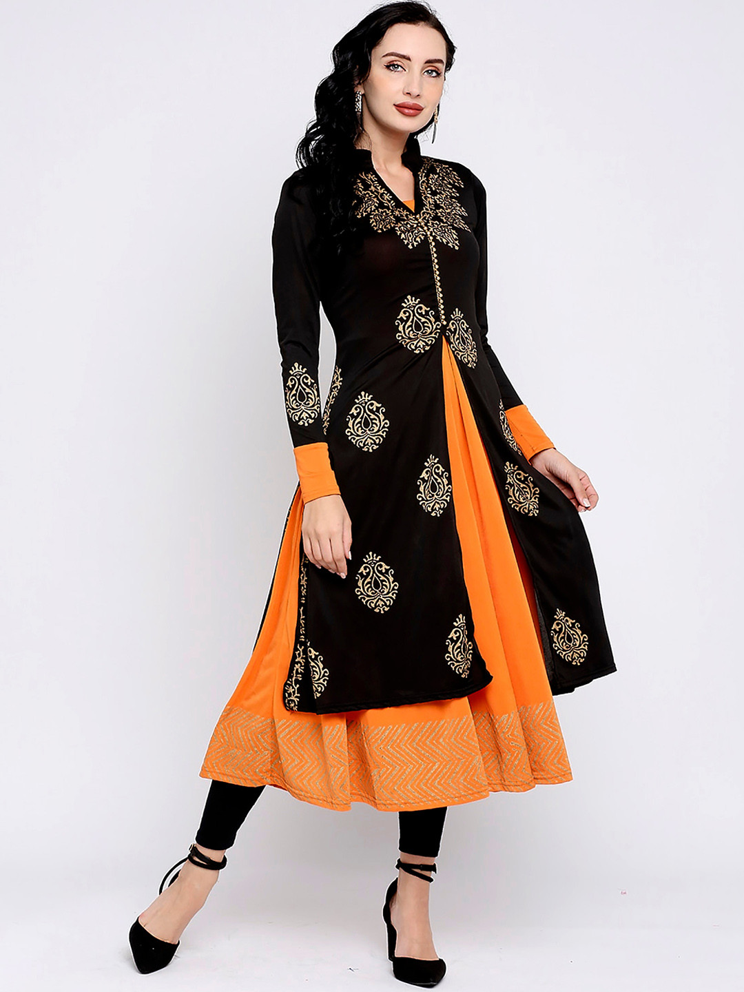 

Ira Soleil Ethnic Motifs Embroidered Kurta, Black