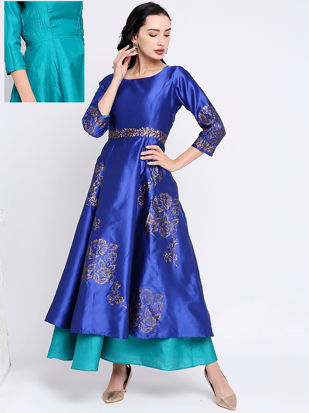 

Ira Soleil Ethnic Motifs Printed Anarkali Kurta, Blue