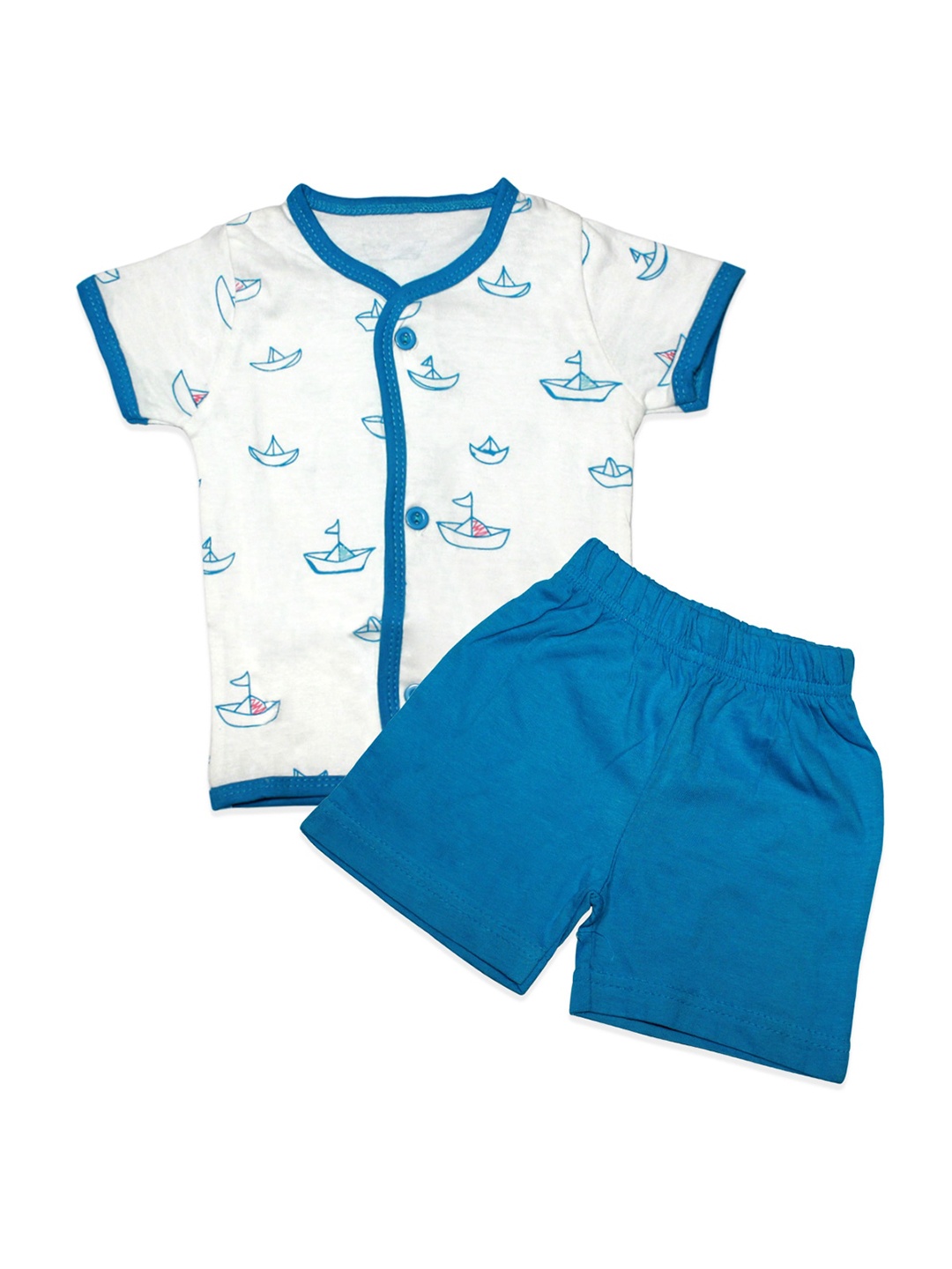 

Born Babies Infants Cotton Printed Shirt with Shorts Set, Blue