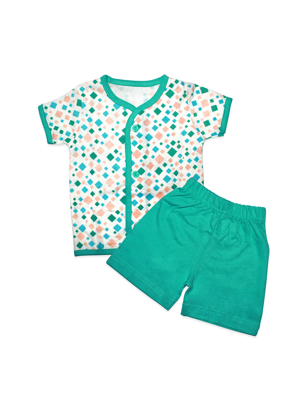 

Born Babies Infant Kids Printed Short Sleeves T-shirt with Shorts, White