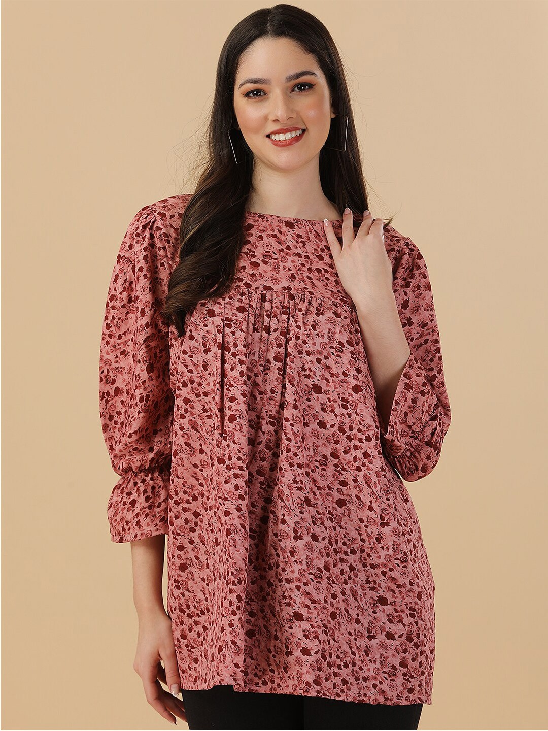 

GUFRINA Floral Printed Empire Top, Rust