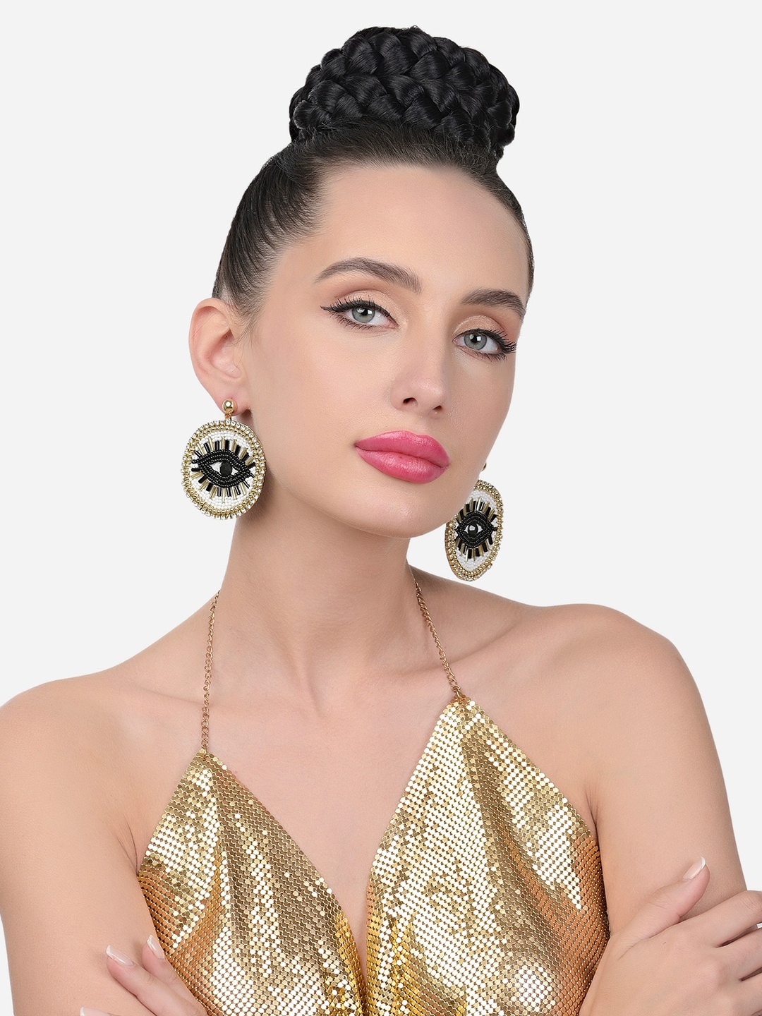 

Zaveri Pearls Gold-Plated Contemporary Drop Earrings, Black