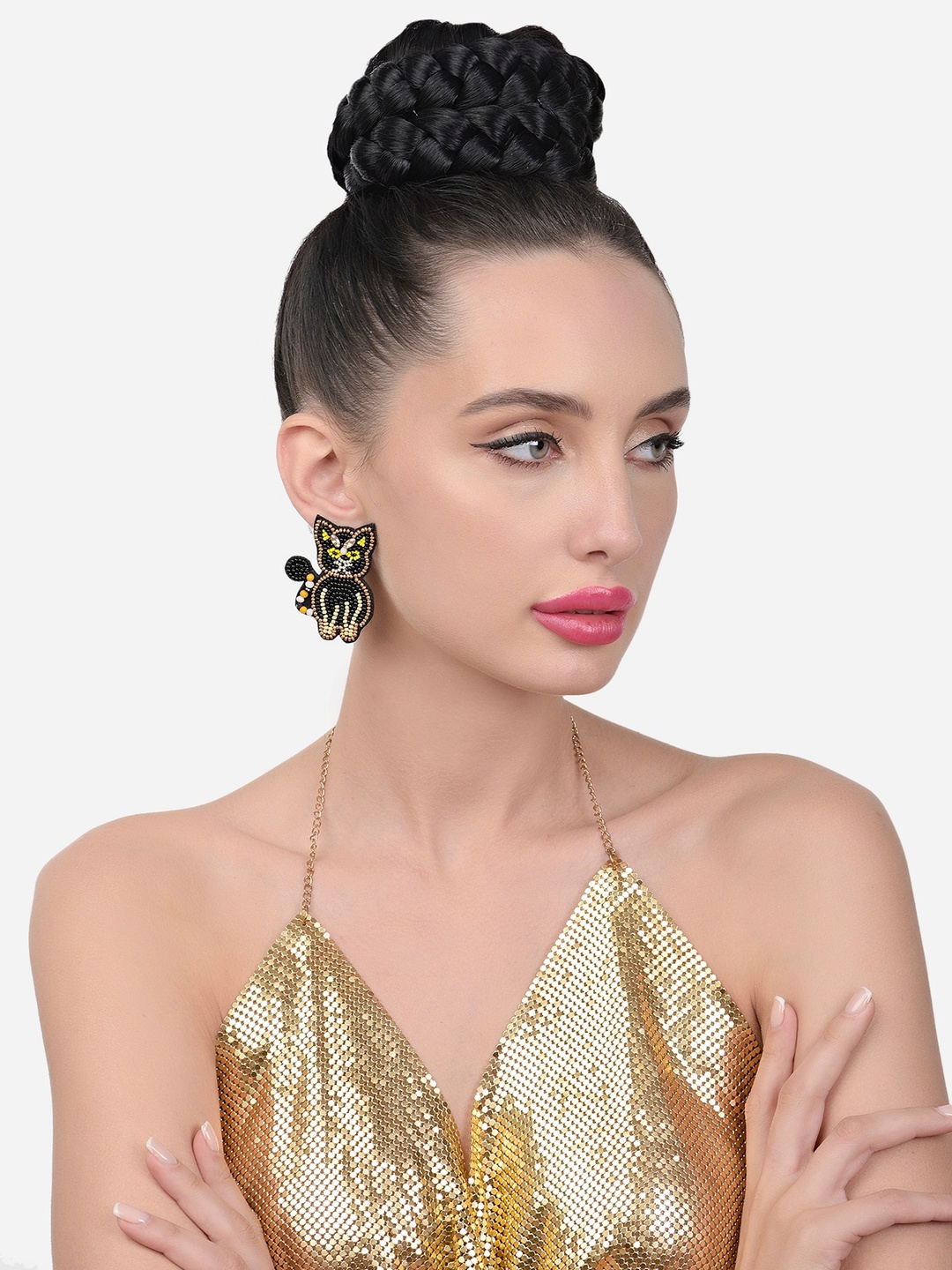 

Zaveri Pearls Animal Shaped Beaded Drop Earrings, Black