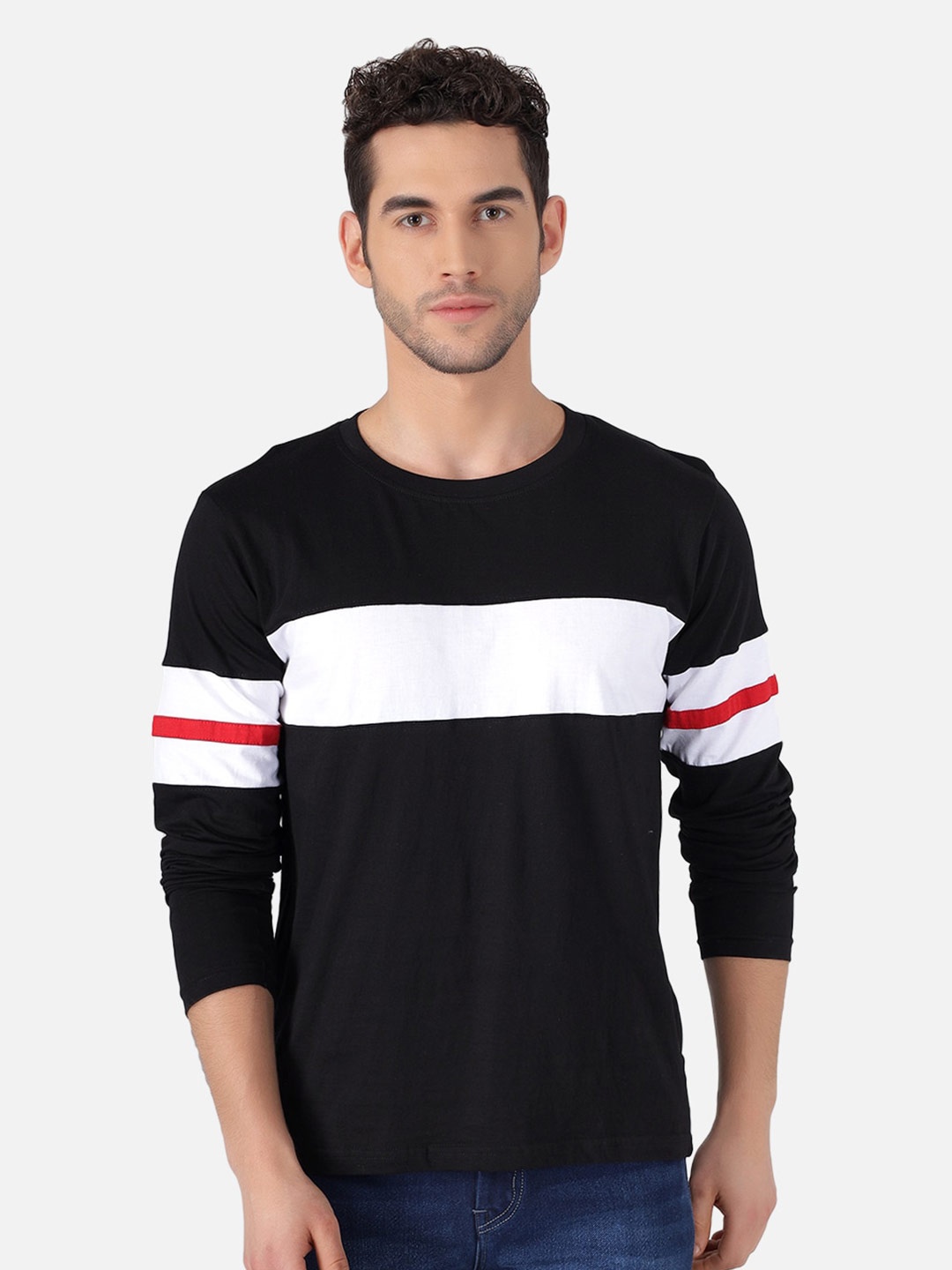 

The Dry State Men Colourblocked Cotton T-shirt, Black