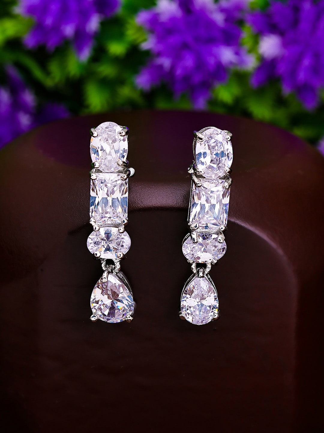 

Pissara by Sukkhi Rhodium-Plated Sterling Silver Contemporary Drop Earrings