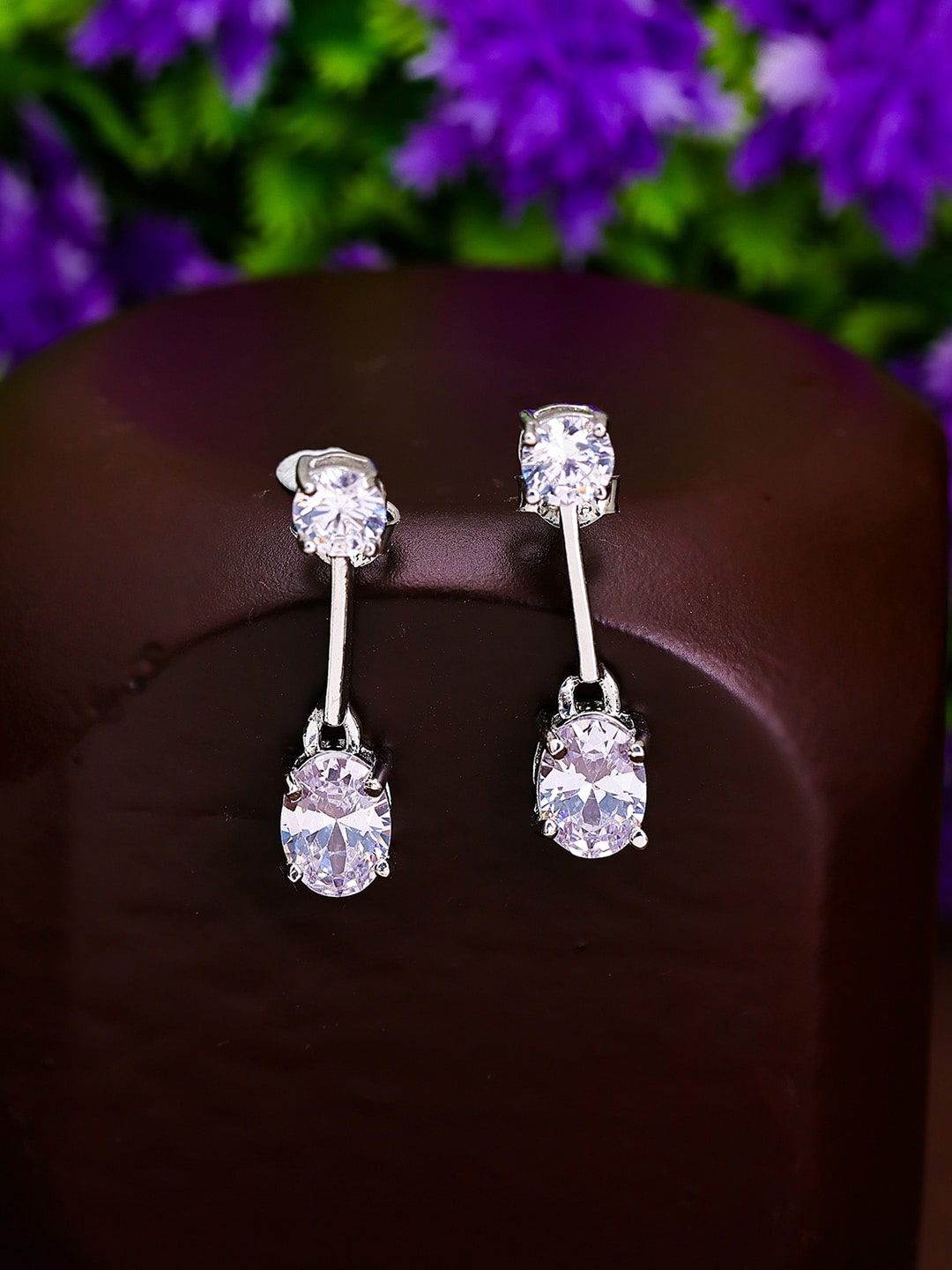 

Pissara by Sukkhi Rhodium-Plated Sterling Silver Contemporary Drop Earrings
