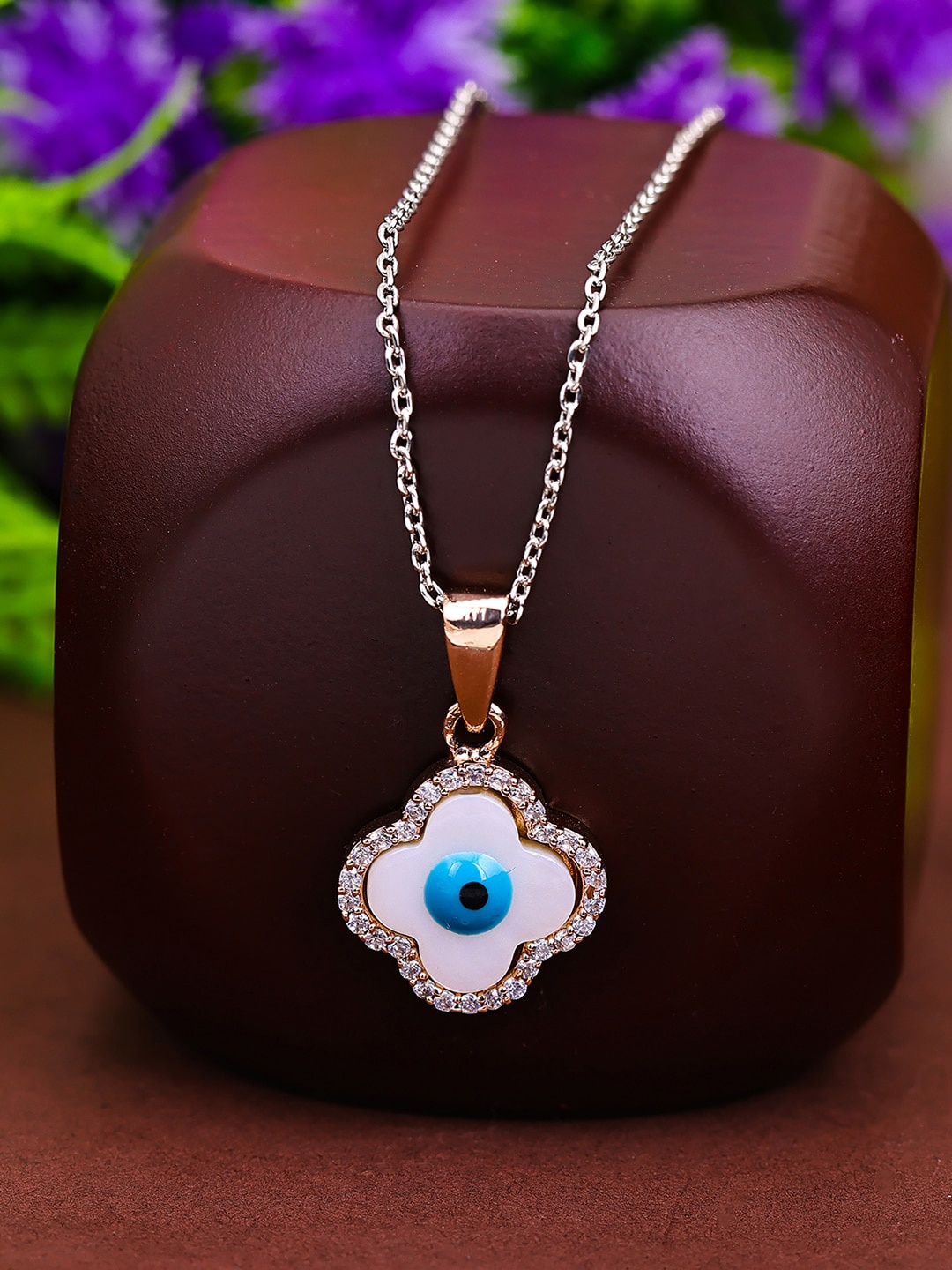 

Pissara by Sukkhi Rose Gold-Plated 925 Sterling Silver CZ Studded Evil Eye Pendant