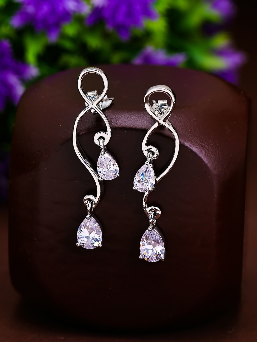 

Pissara by Sukkhi 925 Sterling Silver Rhodium Plated Contemporary Drop Earrings