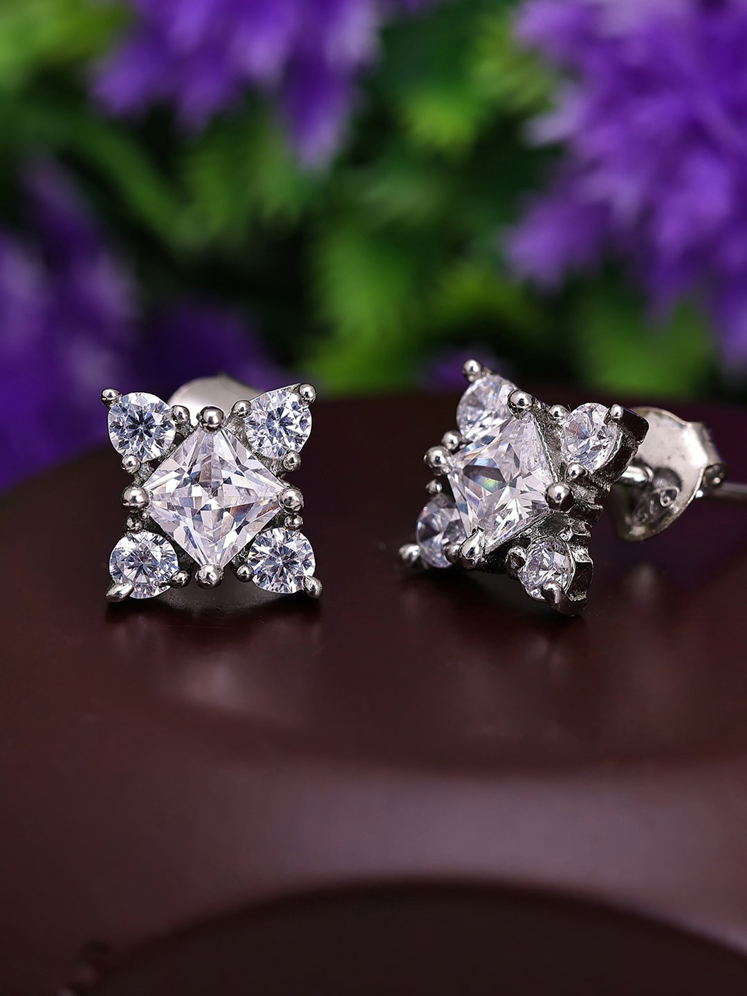 

Pissara by Sukkhi Rhodium Plated 925 Sterling Silver Contemporary Studs Earrings