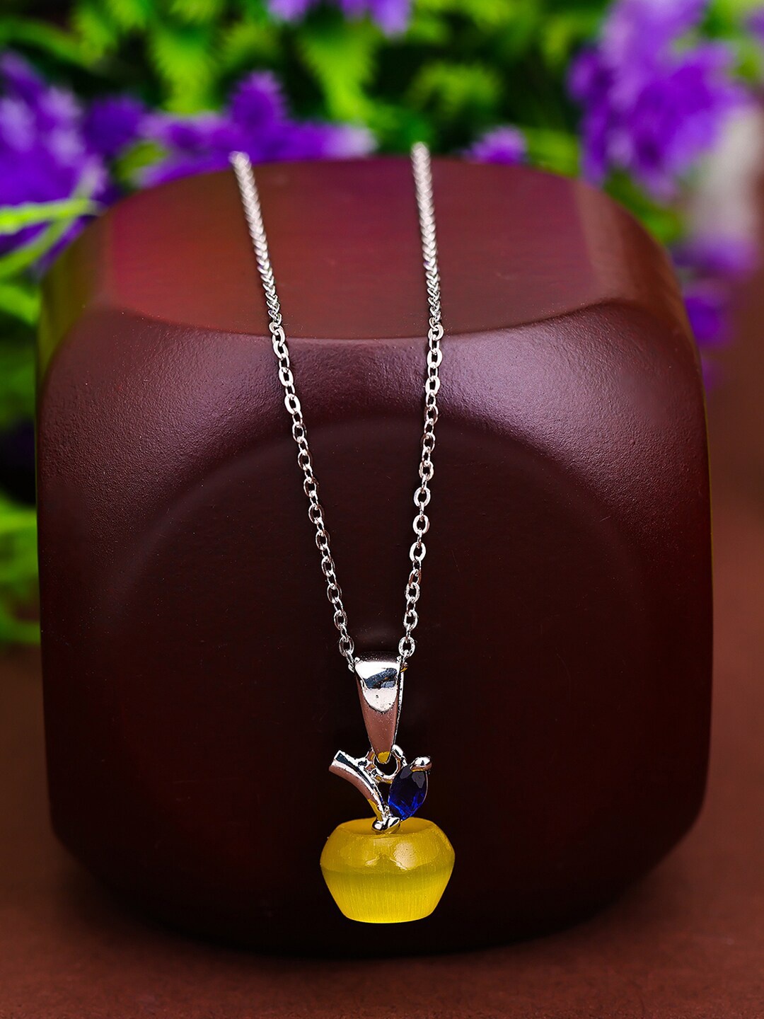 

Pissara by Sukkhi 925 Sterling Silver Silver-Plated Stone-Studded Pendant With Chain
