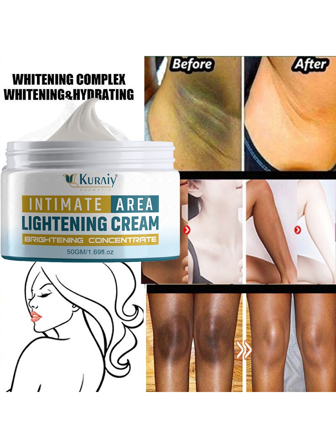 

KURAIY Intimate Area Lightening Cream 50g, White