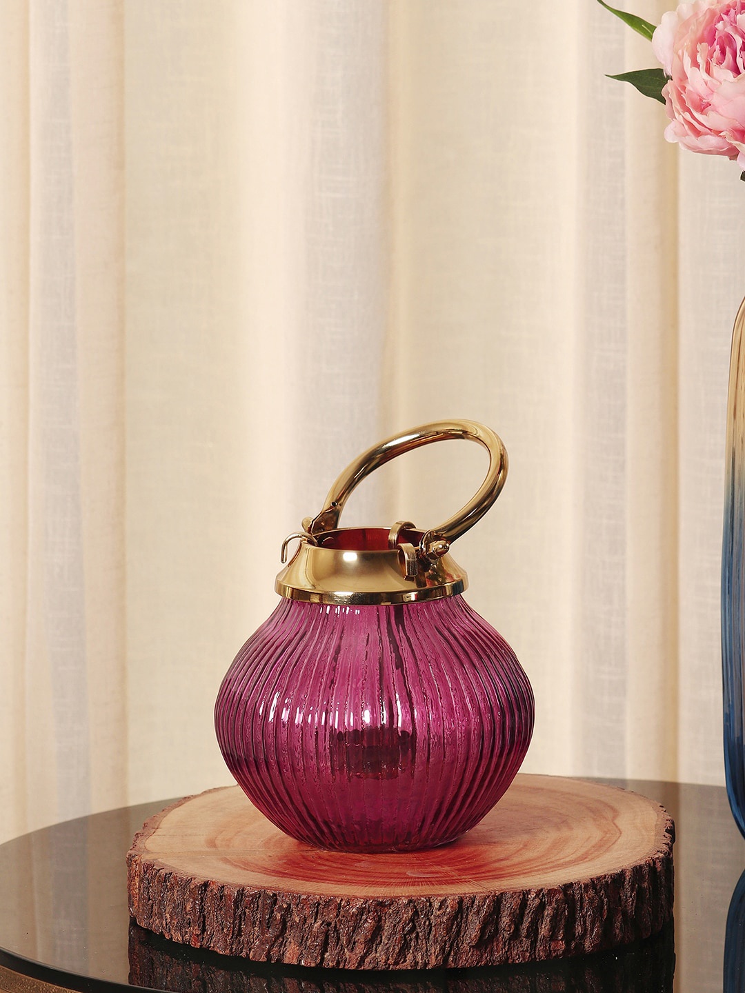 

Pure Home and Living Purple Textured Glass Tea Light Candle Holder