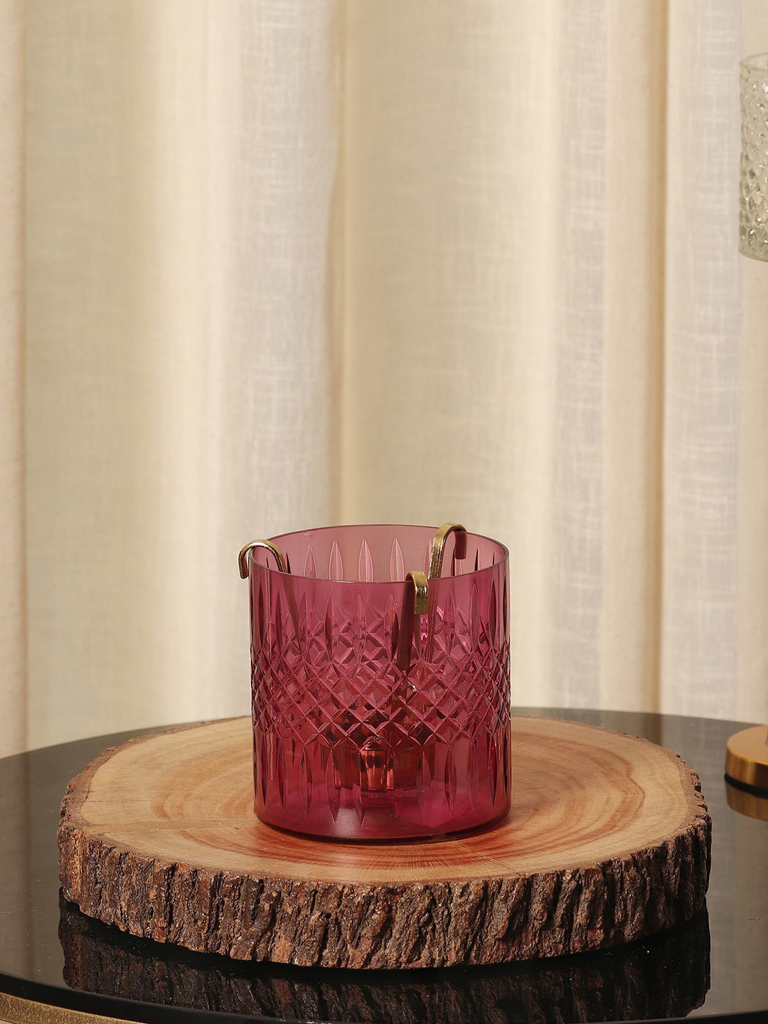 

Pure Home and Living Purple Textured Glass Tea Light Candle Holder