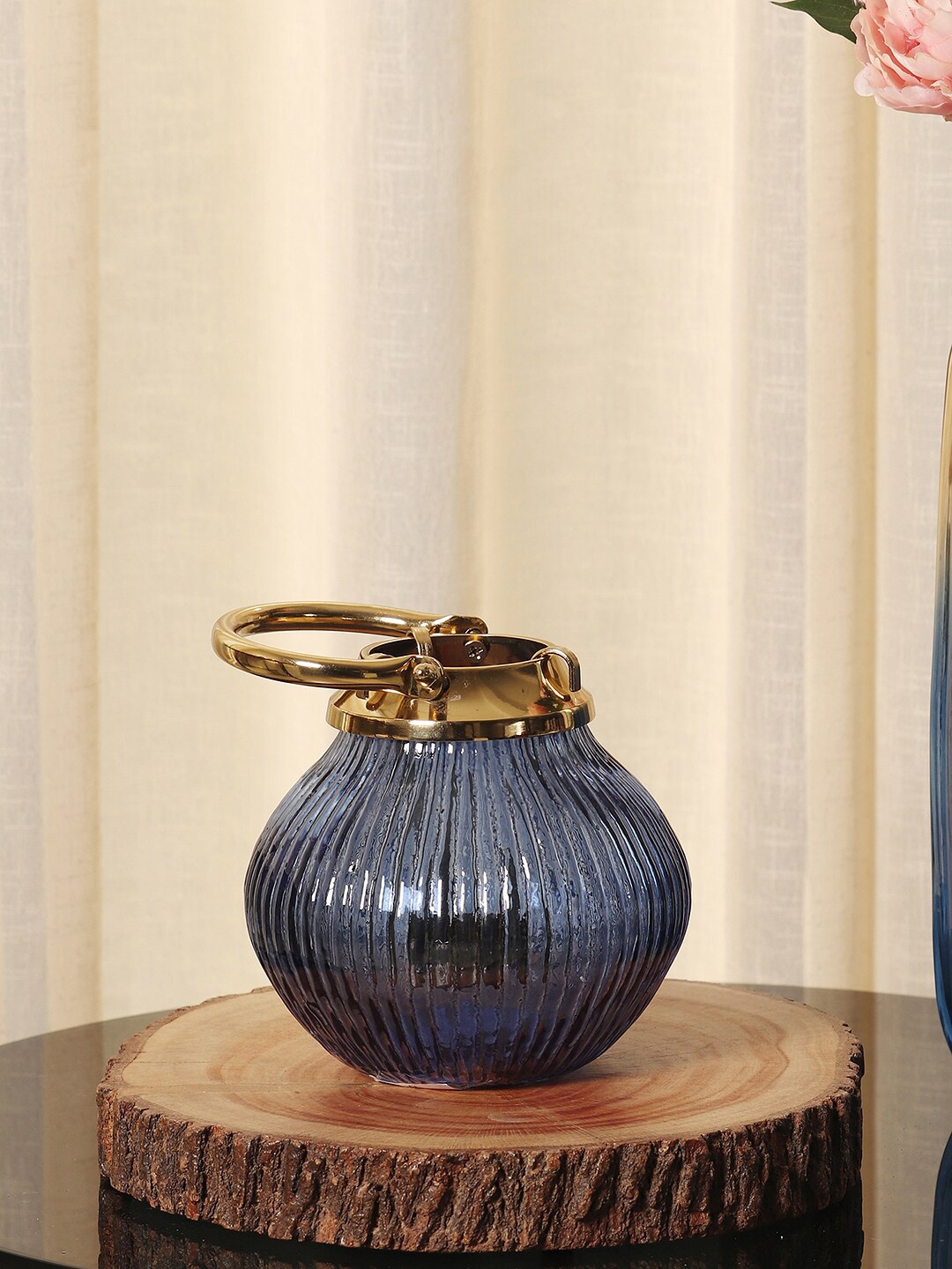 

Pure Home and Living Blue Textured Glass Tea Light Candle Holder