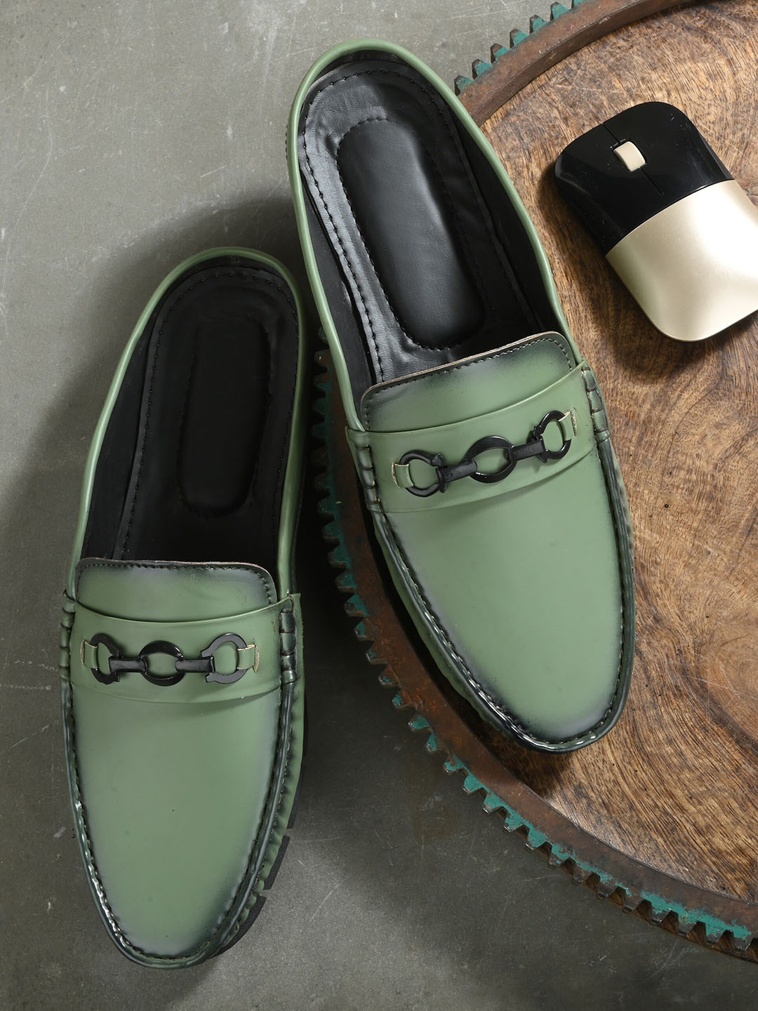 

MANSAMUSA Men Slip On Formal Loafers, Olive