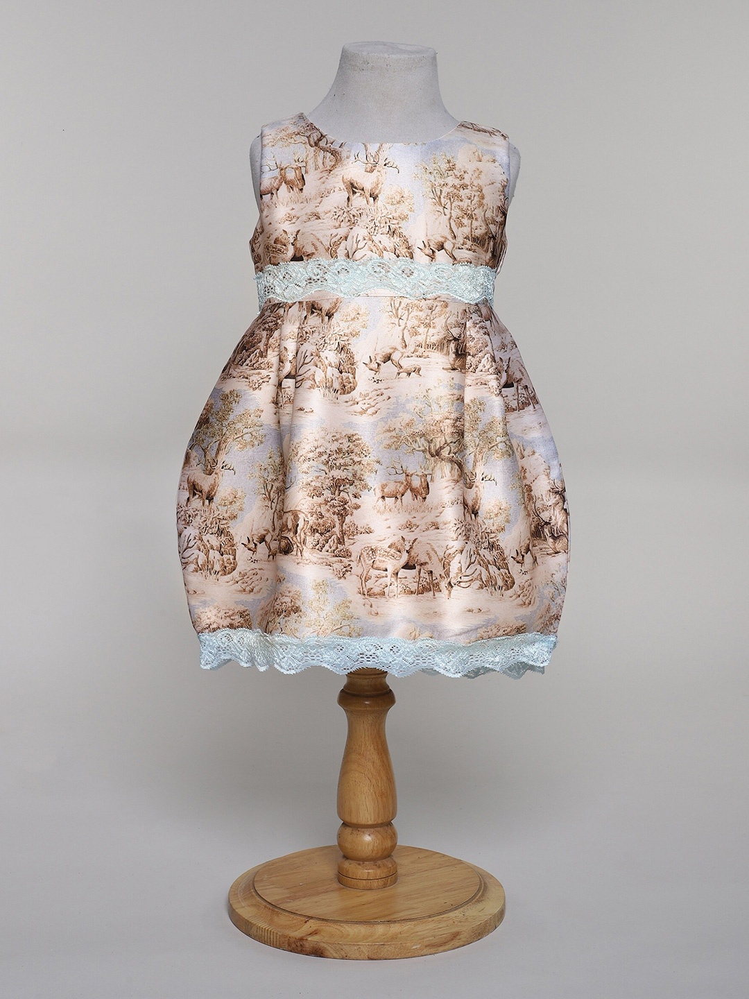 

MANY FROCKS & Floral Printed Lace-Ups Detail Dress, Peach