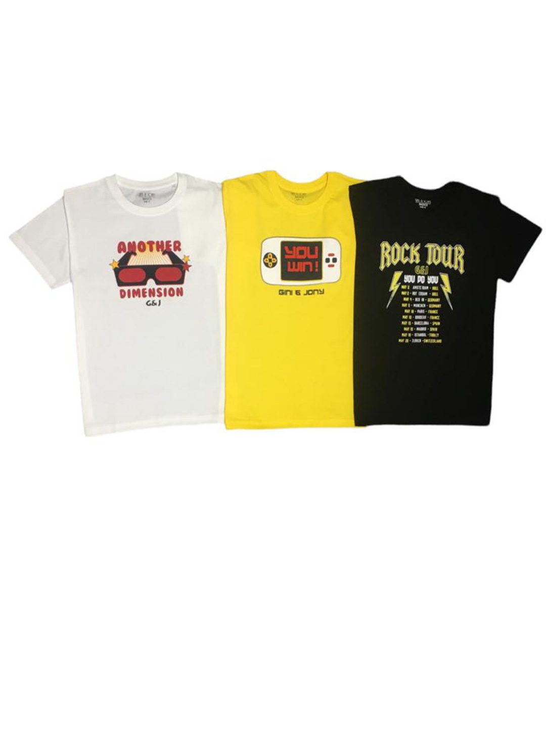 

Gini and Jony Boys Pack Of 3 Typography Printed Cotton T-shirt, White