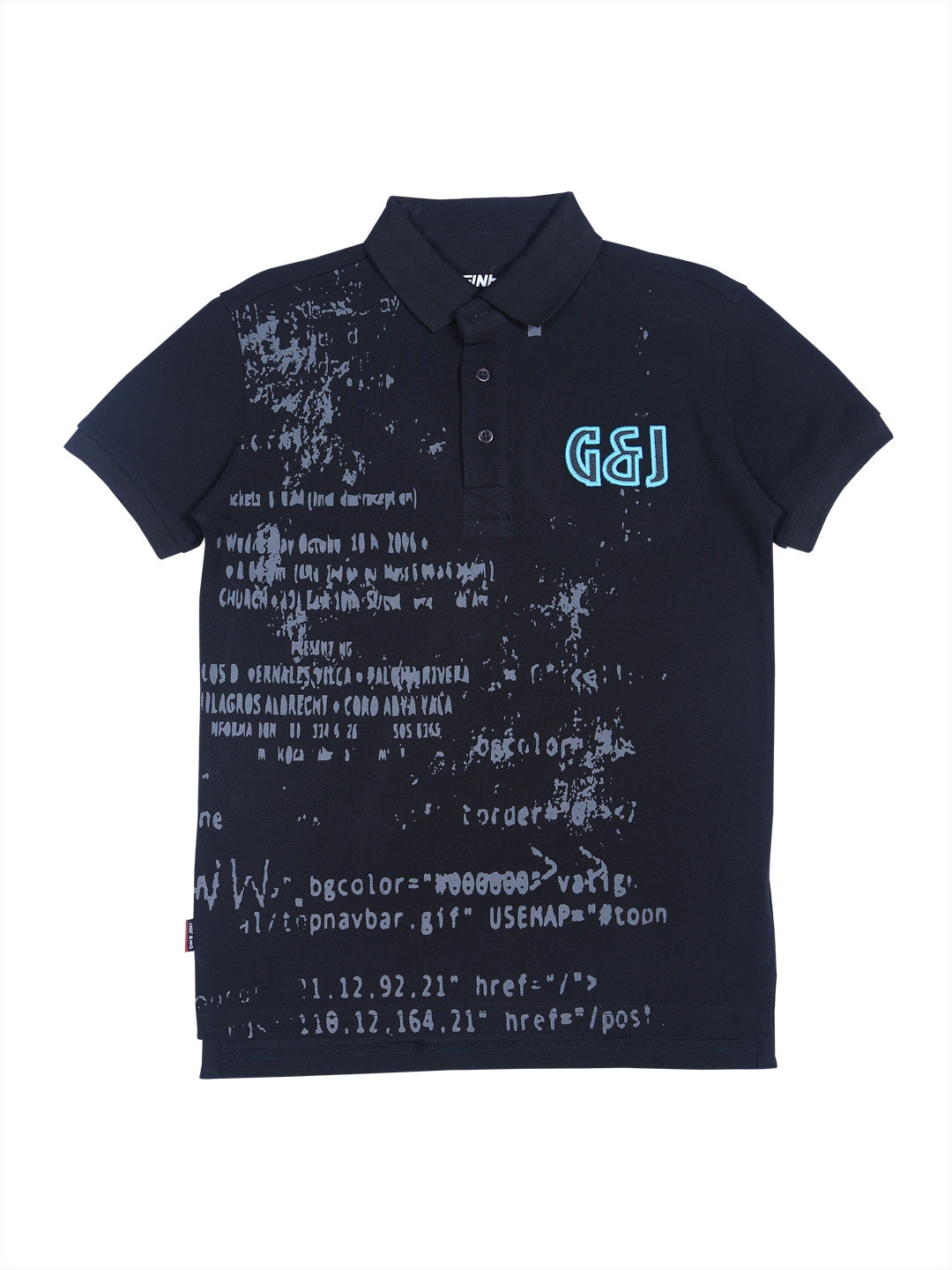

Gini and Jony Infant Boys Typography Printed Polo Collar Cotton T-shirt, Black