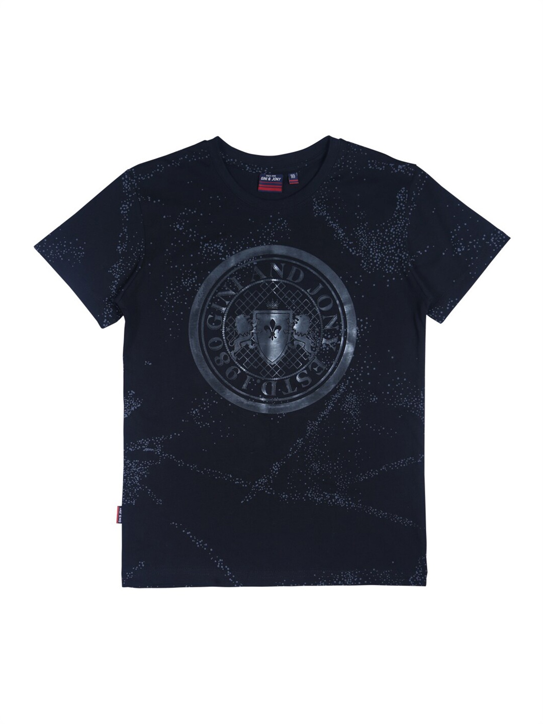 

Gini and Jony Boys Graphic Printed Cotton T-shirt, Black