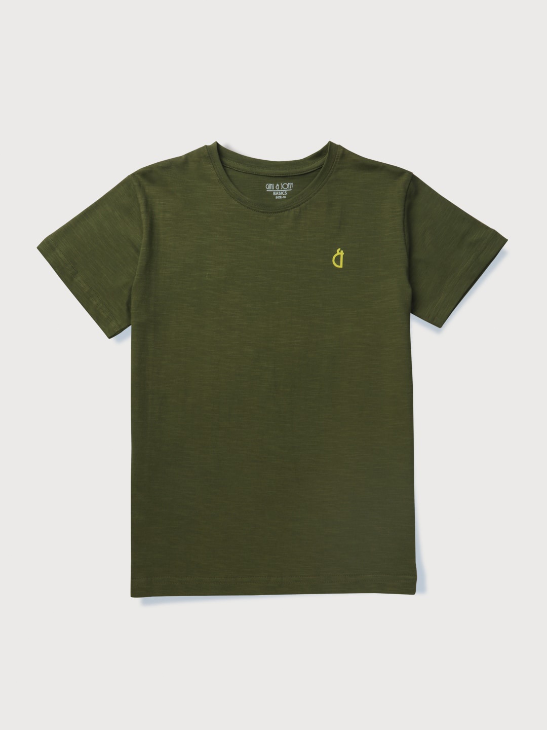 

Gini and Jony Boys Solid Round Neck Cotton T-shirt, Olive