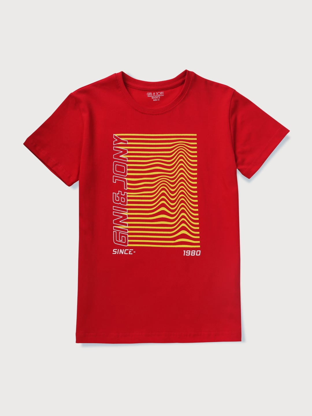 

Gini and Jony Boys Round Neck Graphic Printed Cotton T-shirt, Red