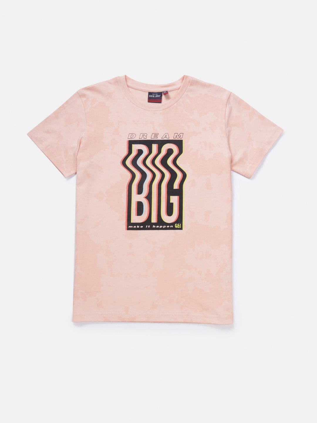 

Gini and Jony Boys Graphic Printed Cotton T-shirt, Peach