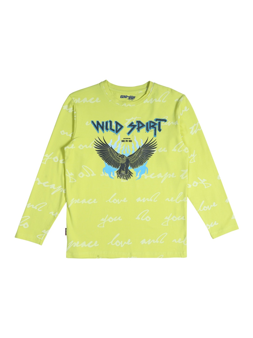 

Gini and Jony Boys Graphic Printed Long Sleeves Cotton T-shirt, Yellow