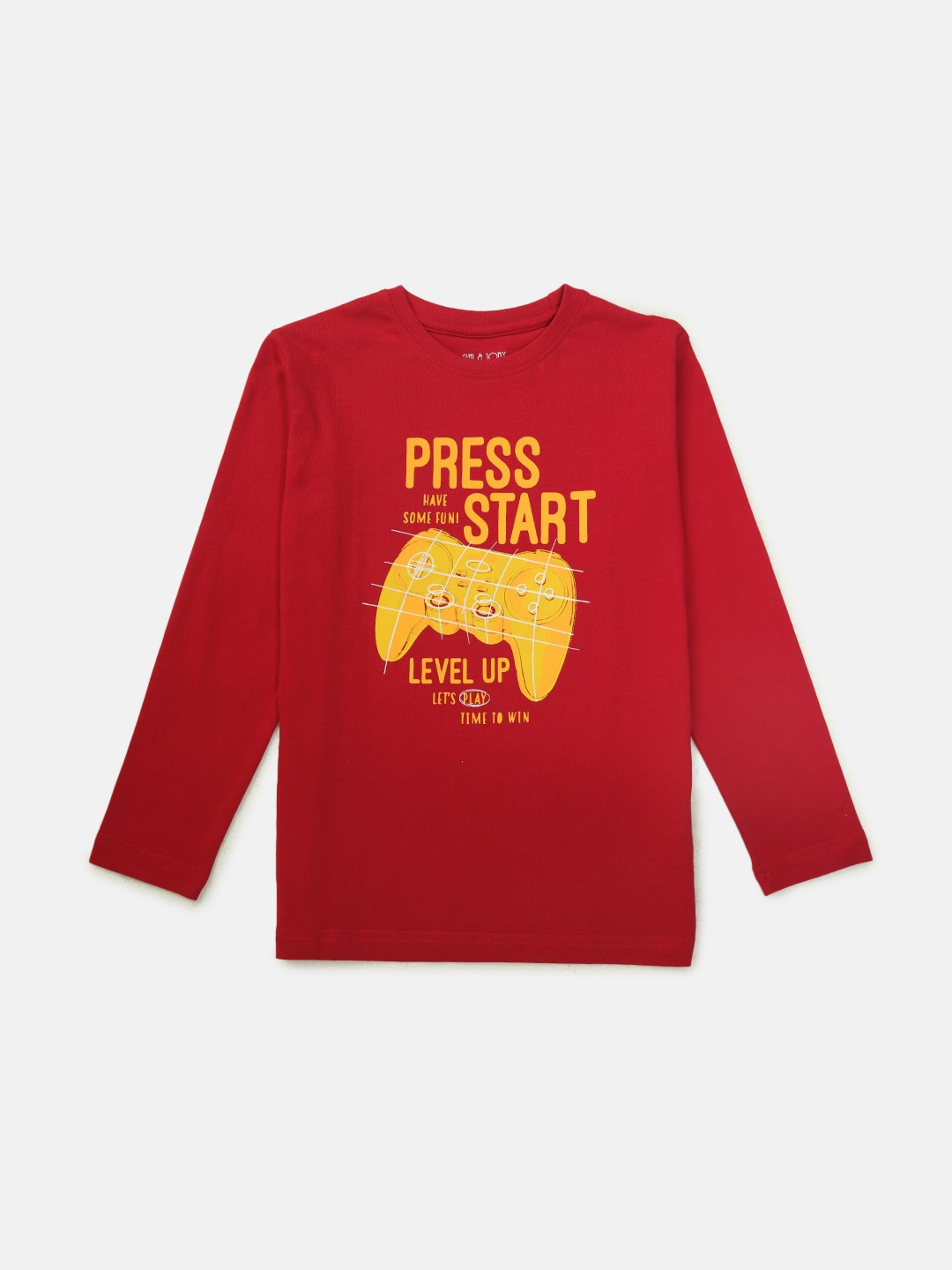 

Gini and Jony Infants Boys Round Neck Cotton T-shirt, Red