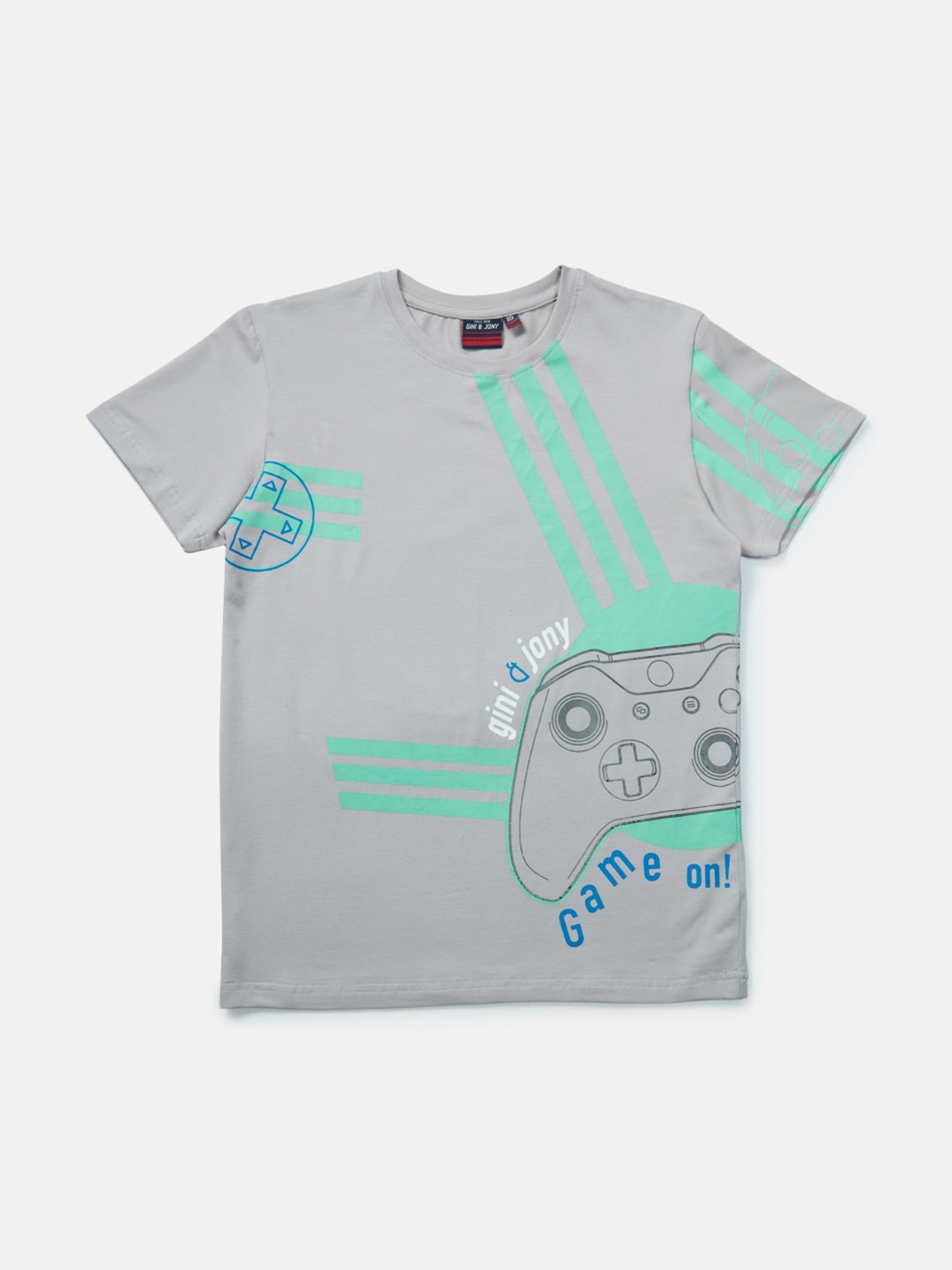 

Gini and Jony Boys Graphic Printed Cotton T-shirt, Grey