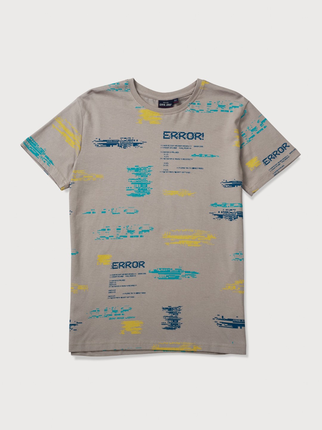 

Gini and Jony Boys Typography Printed Cotton T-shirt, Brown
