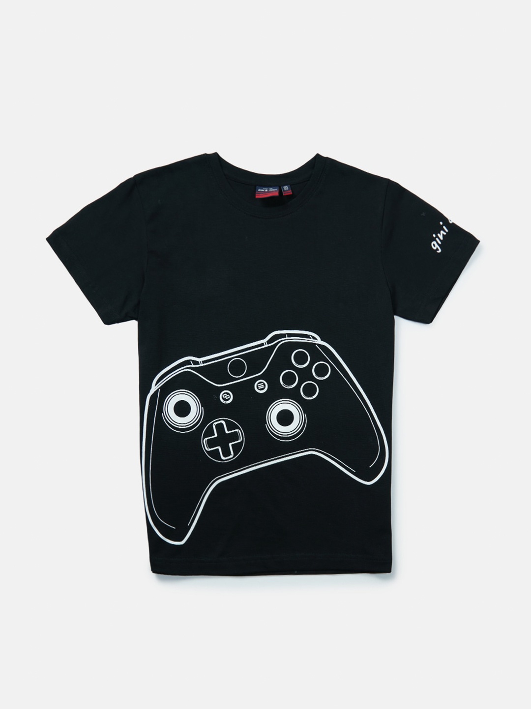 

Gini and Jony Boys Graphic Printed Cotton T-shirt, Black