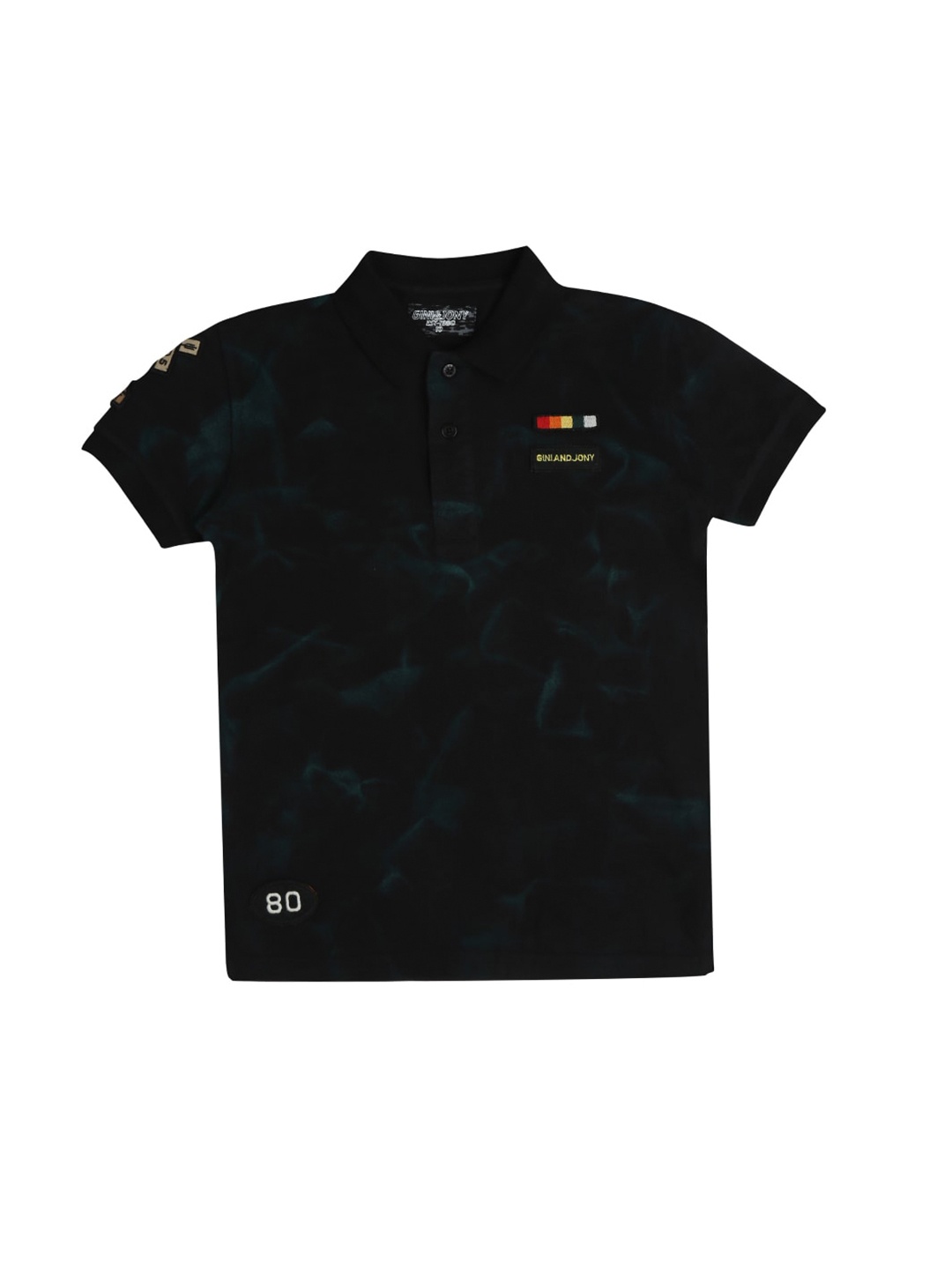 

Gini and Jony Boys Abstract Printed Polo Collar Cotton T-shirt, Black