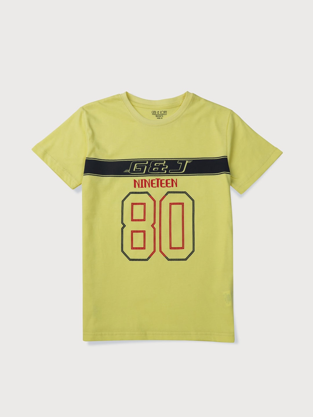 

Gini and Jony Boys Varsity Cotton T-shirt, Yellow