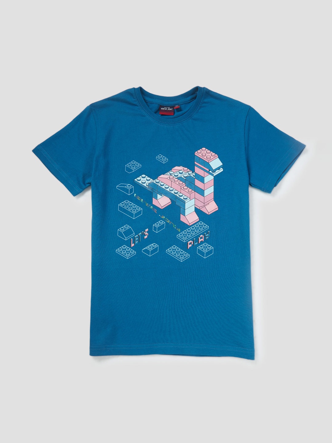 

Gini and Jony Boys Graphic Printed Cotton T-shirt, Blue