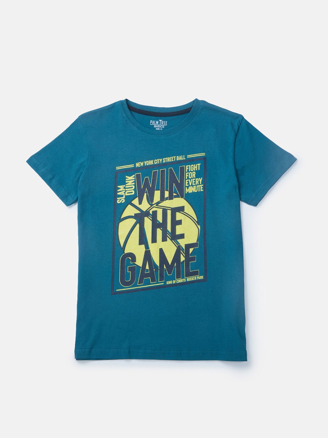 

Gini and Jony Boys Typography Printed Cotton T-shirt, Teal