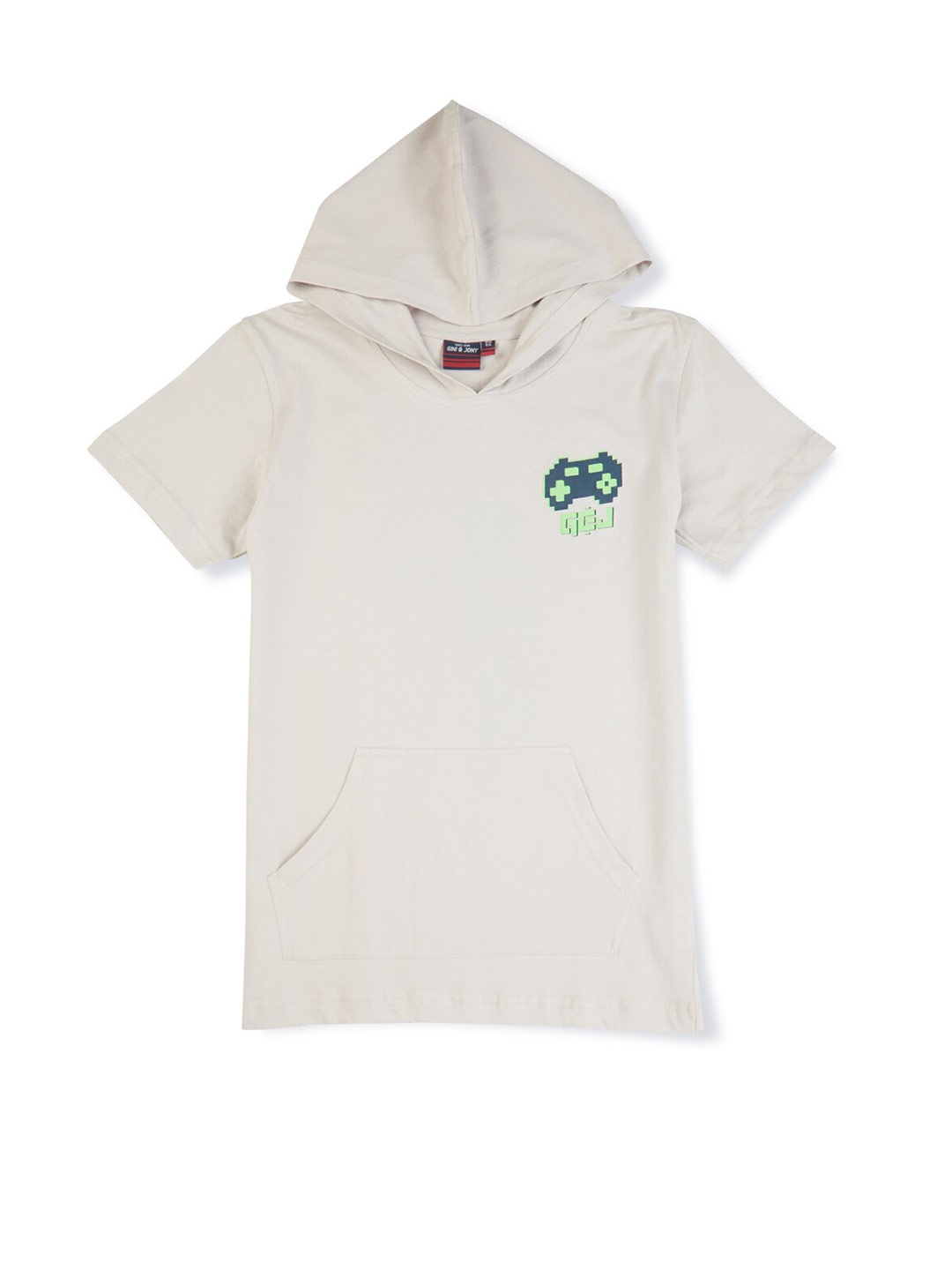

Gini and Jony Boys Hooded Cotton T-shirt, Off white