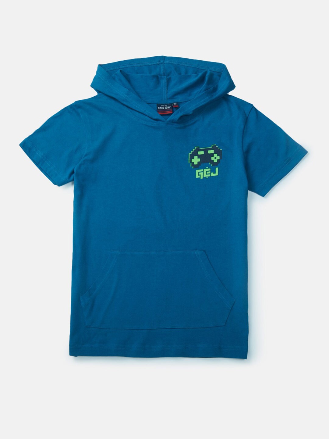 

Gini and Jony Boys Hooded Cotton T-shirt, Teal