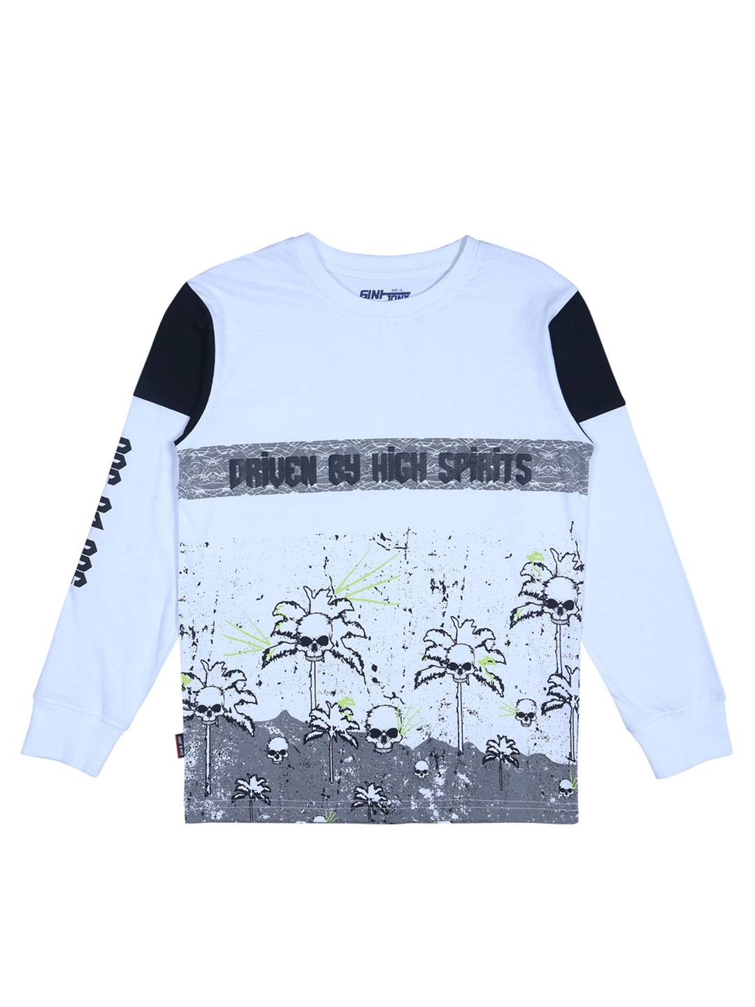 

Gini and Jony Boys Graphic Printed Long Sleeve Cotton T-shirt, White