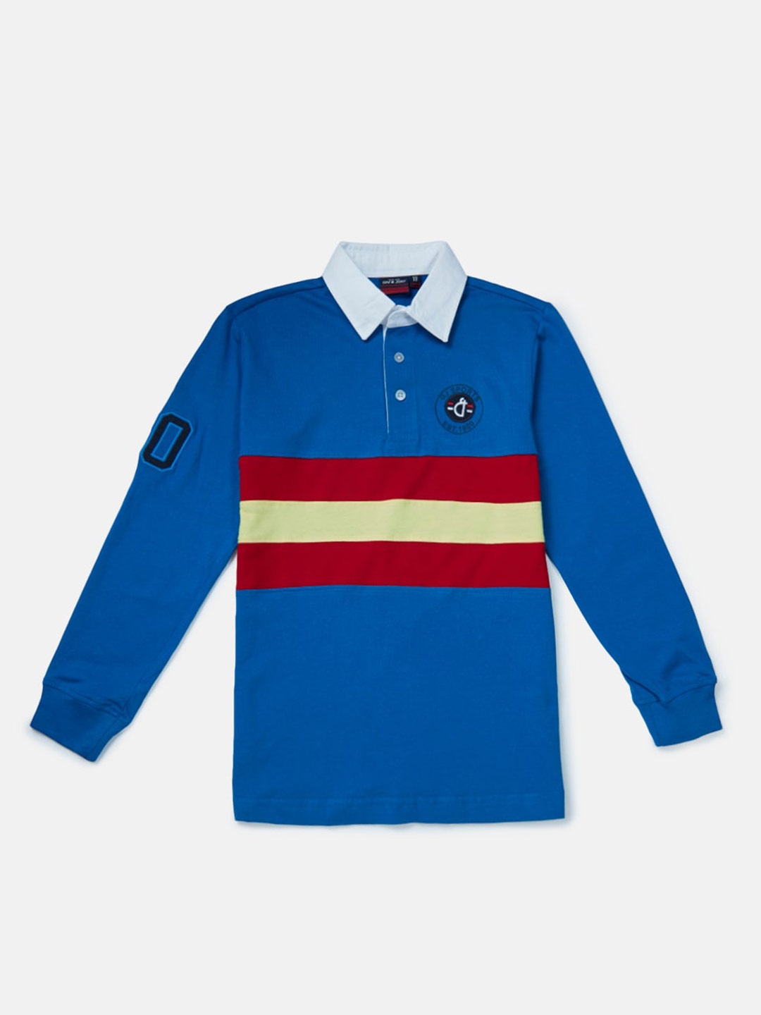 

Gini and Jony Infant Boys Colourblocked Polo Collar Cotton T-shirt, Blue