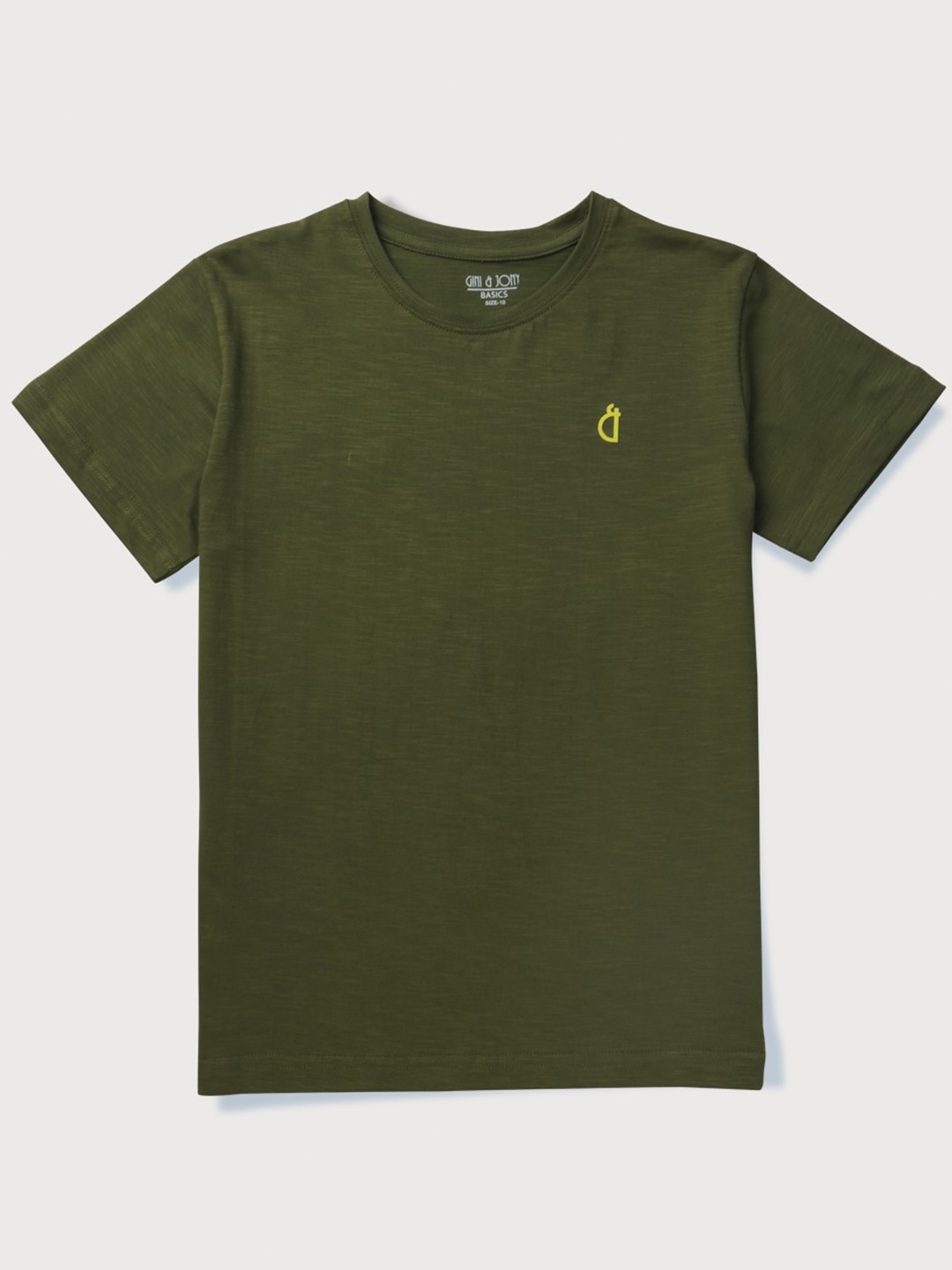 

Gini and Jony Boys Round Neck Cotton T-shirt, Olive