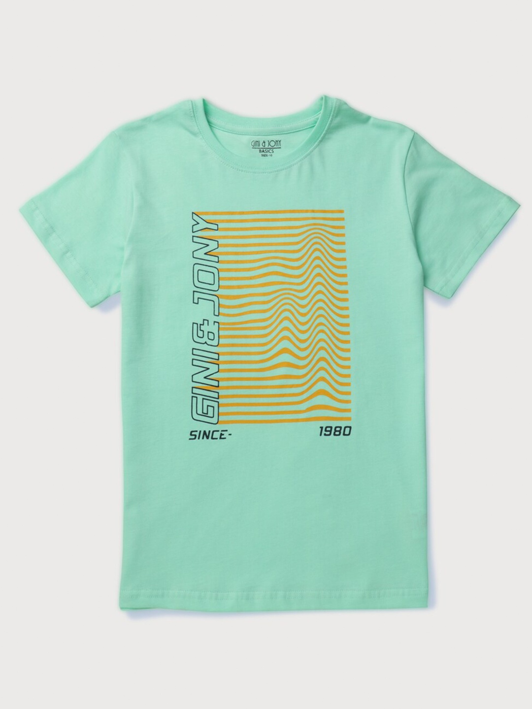 

Gini and Jony Boys Printed Round Neck Cotton T-shirt, Sea green
